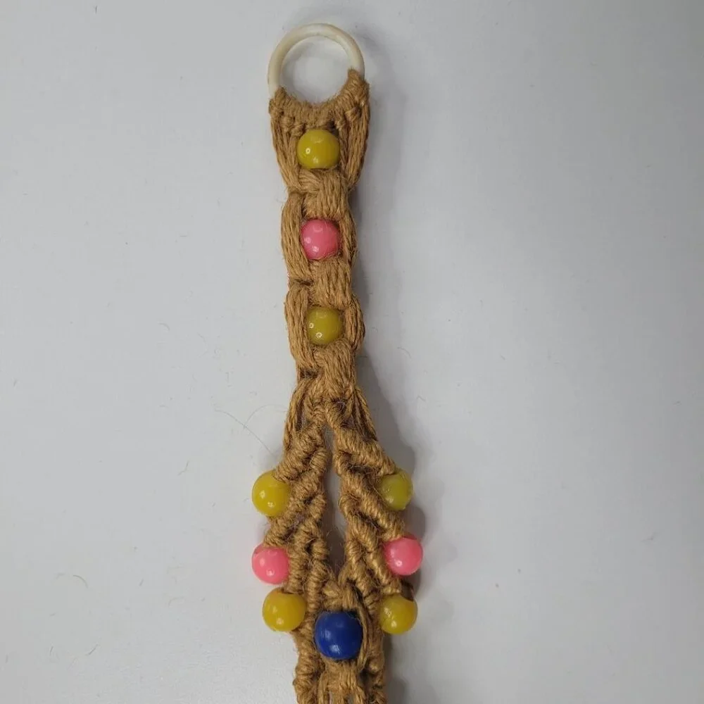 Macrame Twine Ceramic Ornament‎ Large Ball Beaded Christmas Spring Hanging Decor